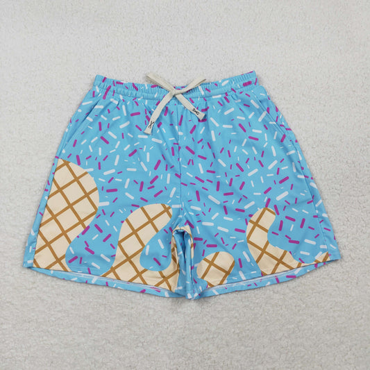 S0578 Adult Men Blue Drip Sprinkles Team Pockets Swimming Trunks Bottom
