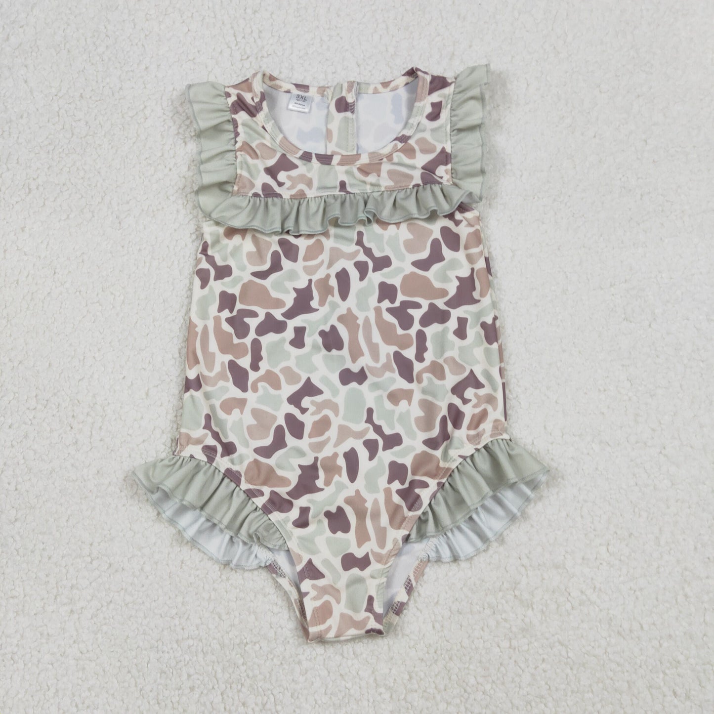 Sibling Baby Girls Southern Hunting Camo Ruffle Swimming Swimsuits