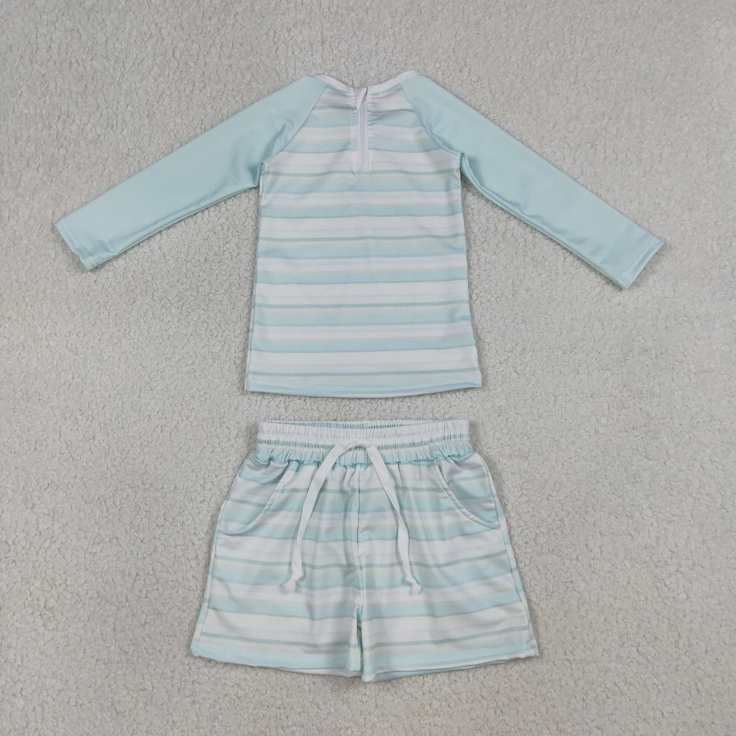 Sibling Baby Boys Long Sleeve Shirts Top Pockets Shorts Swimsuits