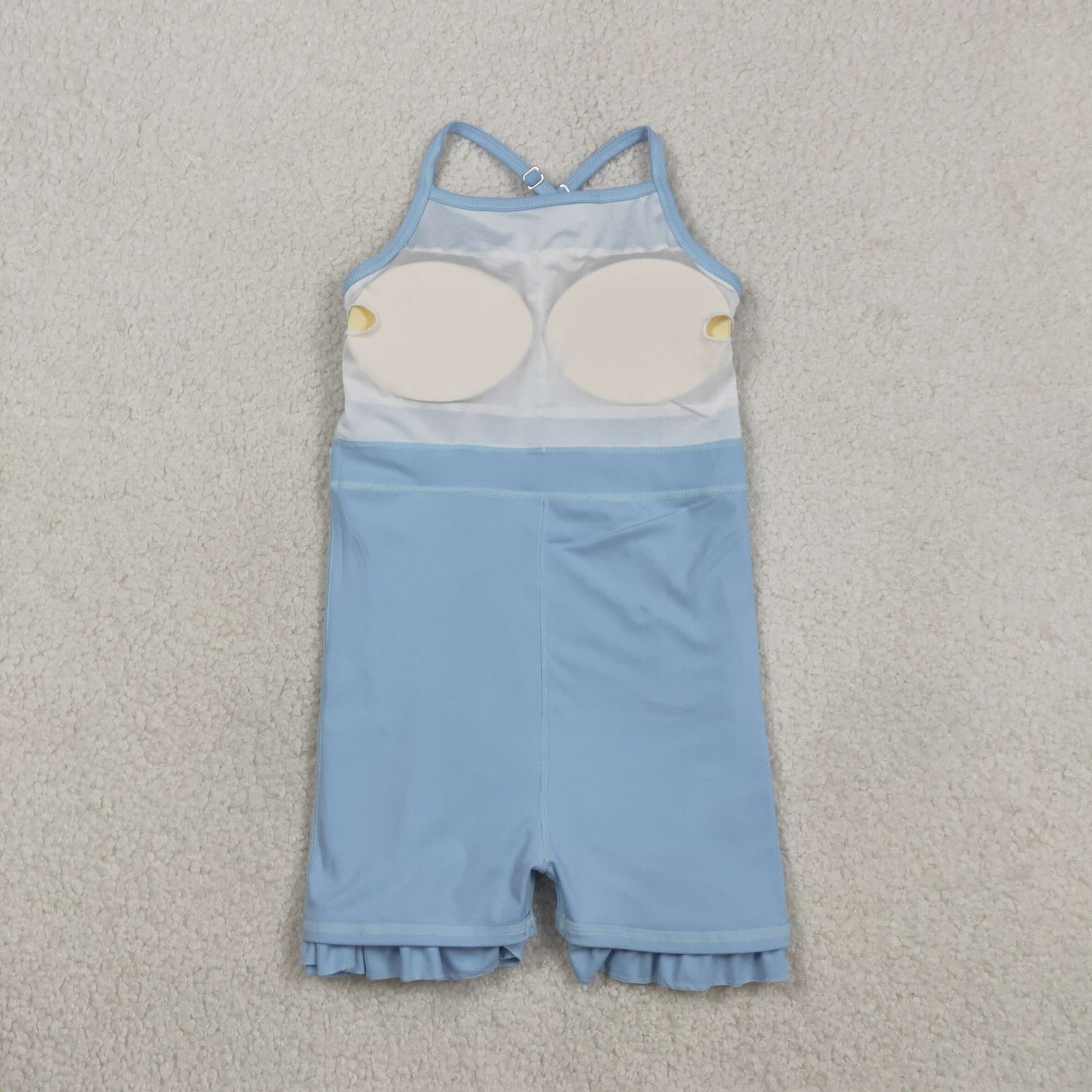 S0713 Baby Girls Blue Strap Yoga Active Shorts Knee Length Dresses