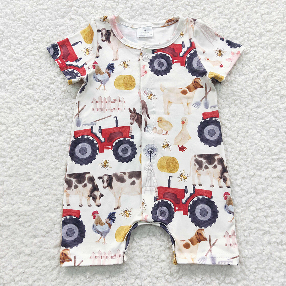 Sibling Baby Boys Western Buttons Summer Rompers