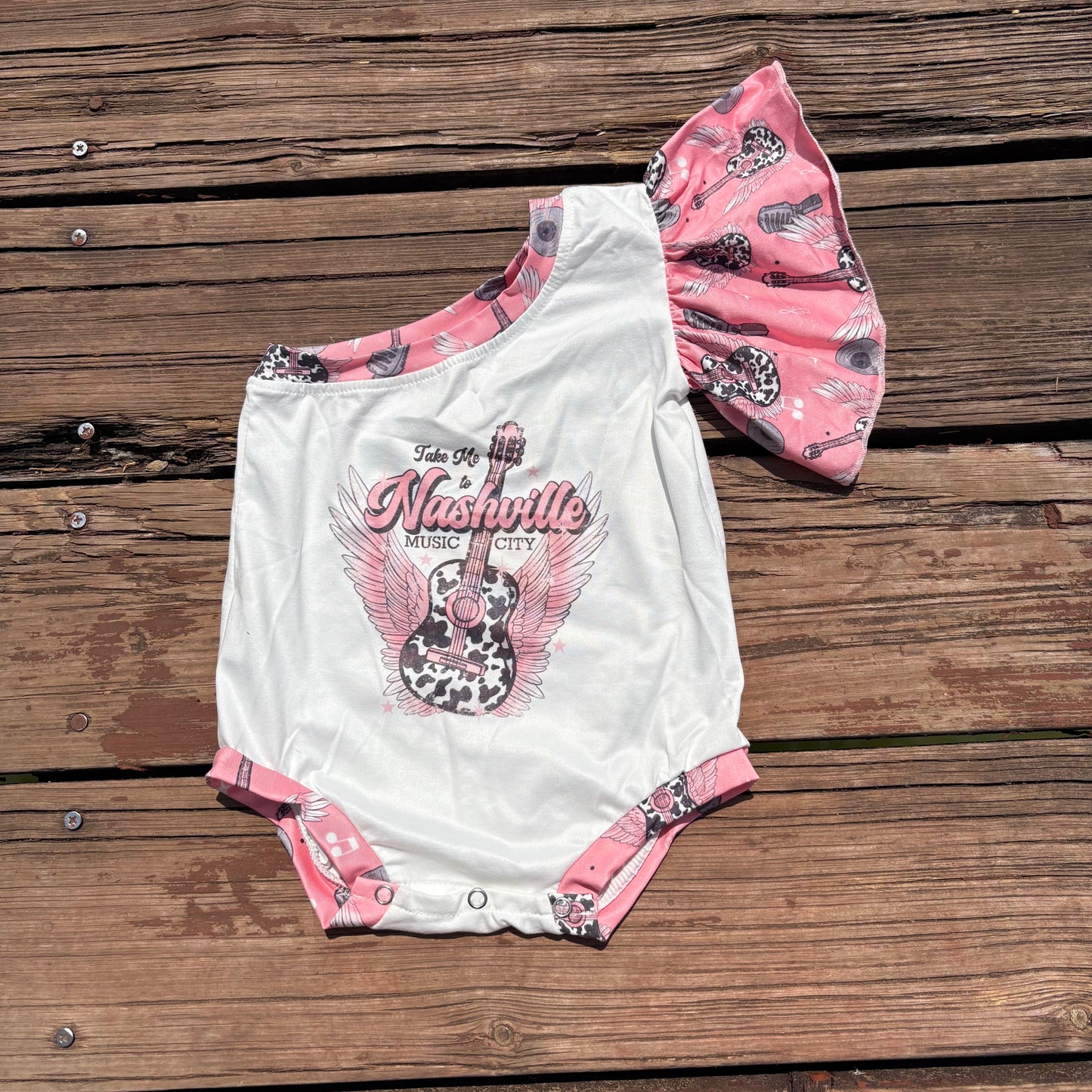 guitar baby girls single sleeve romper SR0317