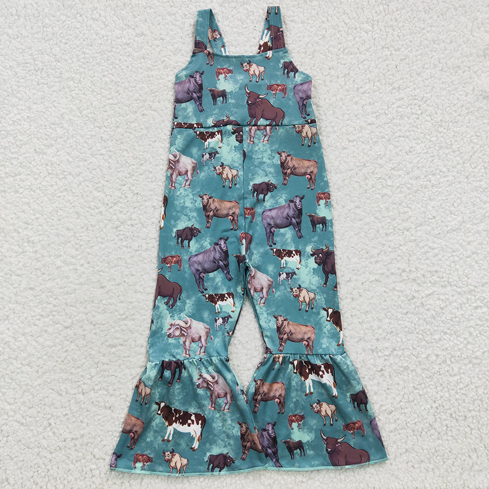 Sibling Baby Girls Summer Western Strap Jumpsuits