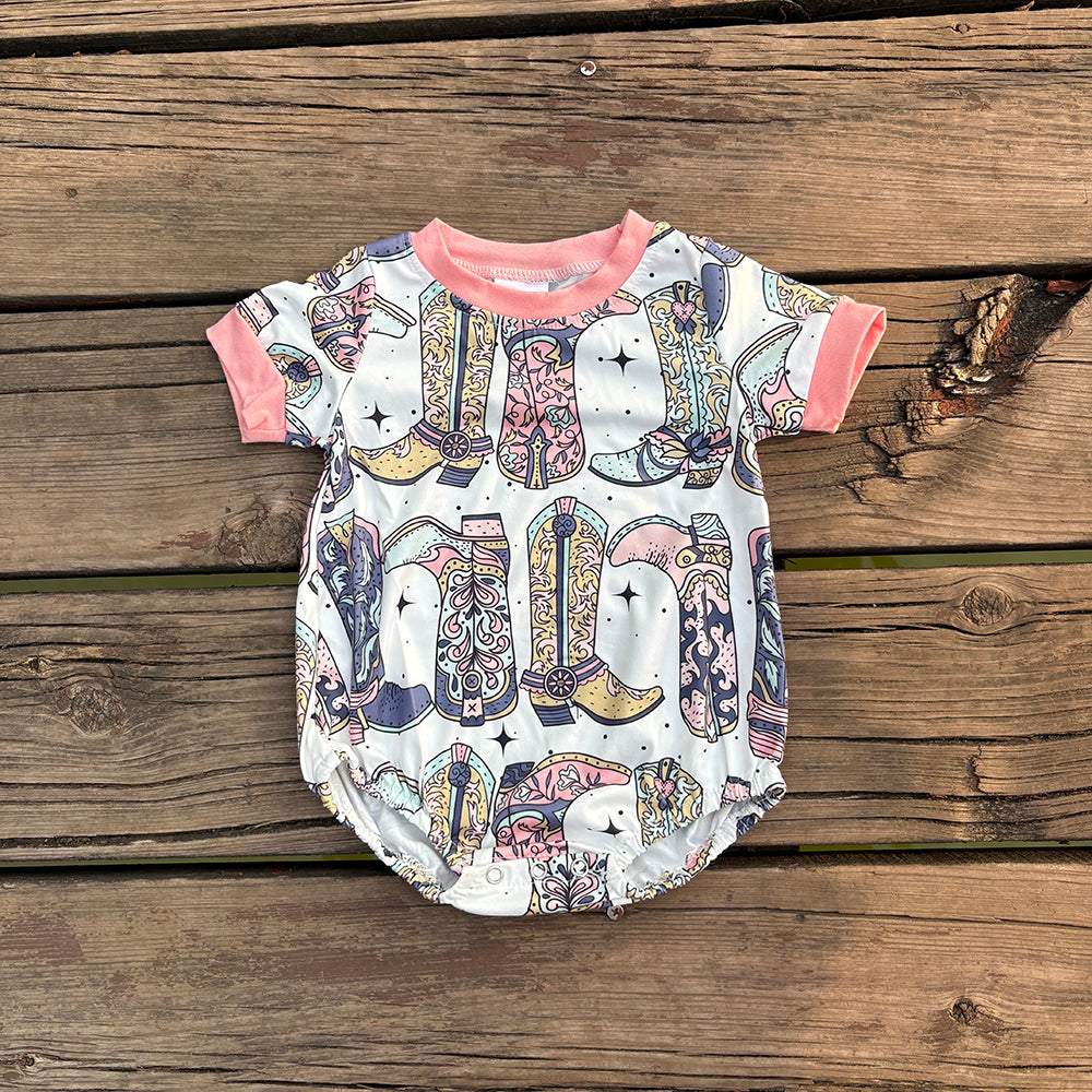 Sibling Baby girls western cowgirls rompers
