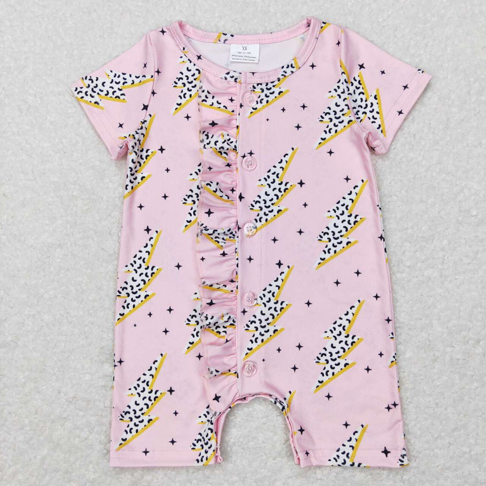 Sibling Baby Girls Ruffle Western Short Sleeve Rompers