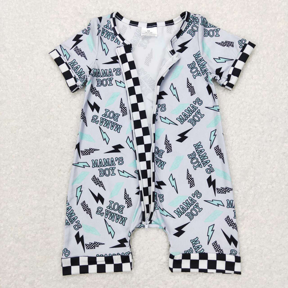 Sibling Mama's Boys Girls Lightnings Western Zip Rompers
