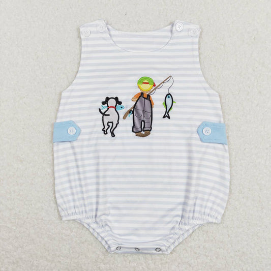 SR0644 baby boy fishing  short sleeve romper
