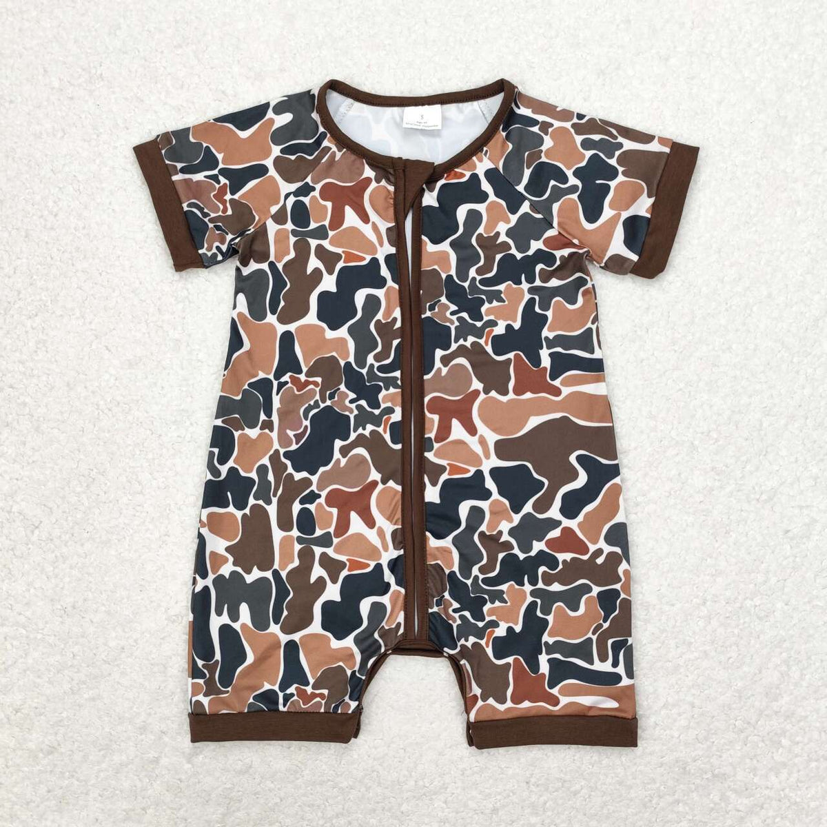 Sibling Baby Boys Hunting Duck Short Sleeve Zip Rompers