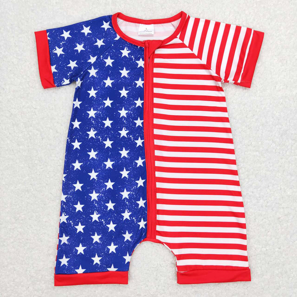 Sibling Baby Girls Stars Stripe 4th of July Shorts Clothes Sets Knee Length Dresses