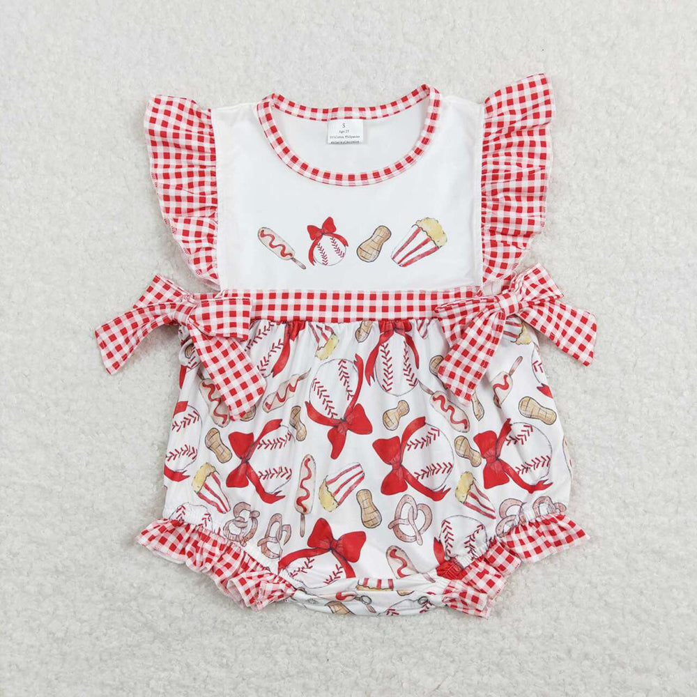 SR0848 baby girl clothes girl  baseball hot dog summer romper