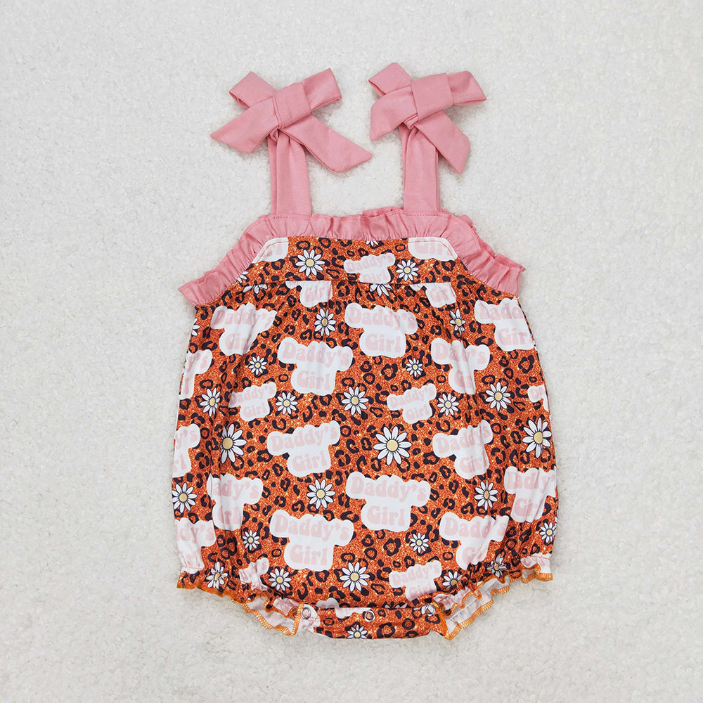 SR0917  baby daddy’s girl leopard print girl summer romper