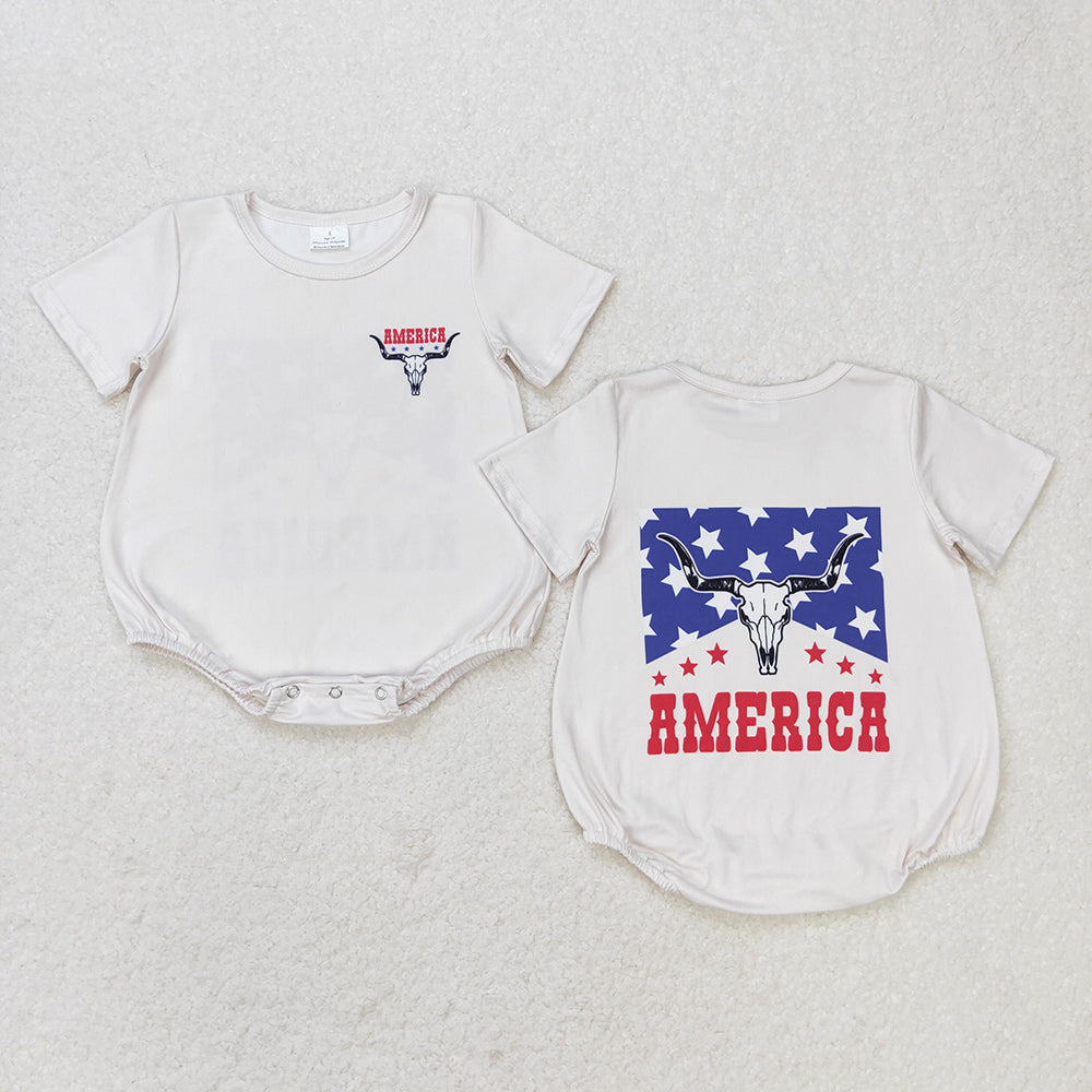 SR0962 baby girl clothes american cowboy girl summer romper