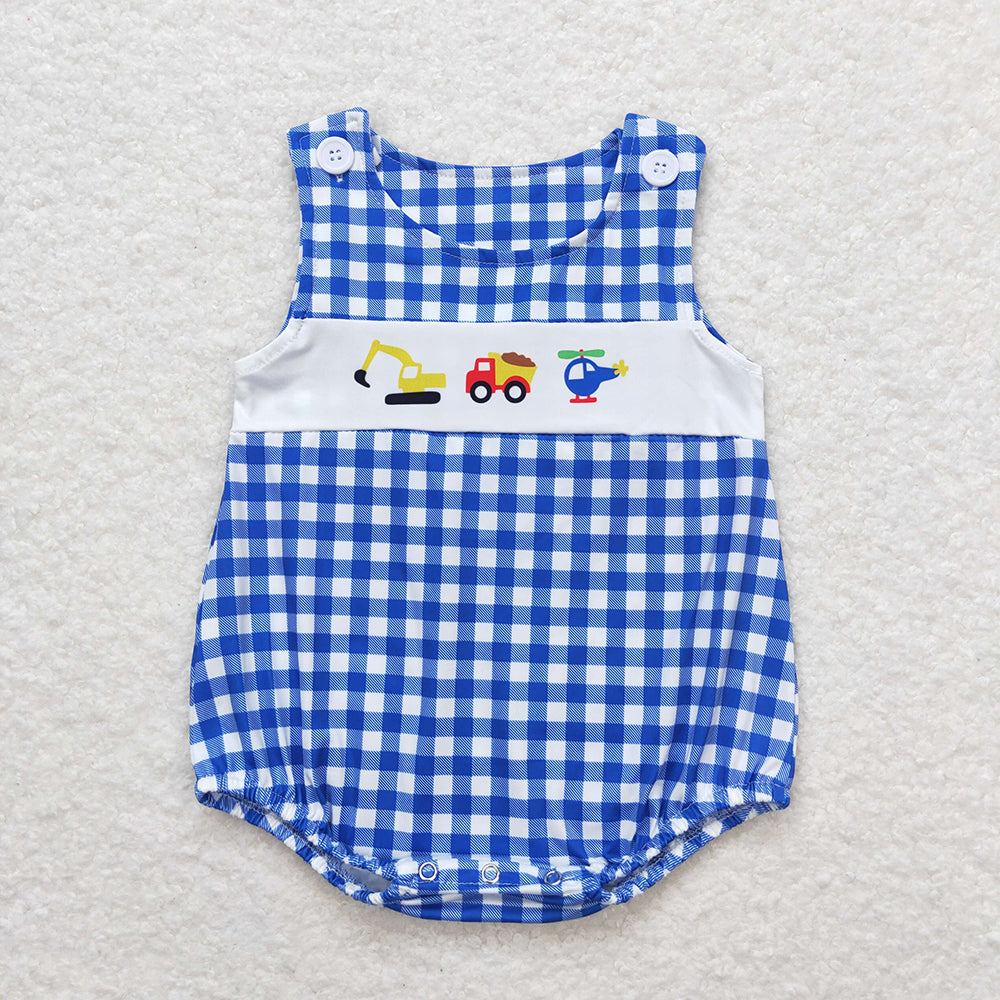 SR1011 baby boy clothes engineering vehicle boy summer romper