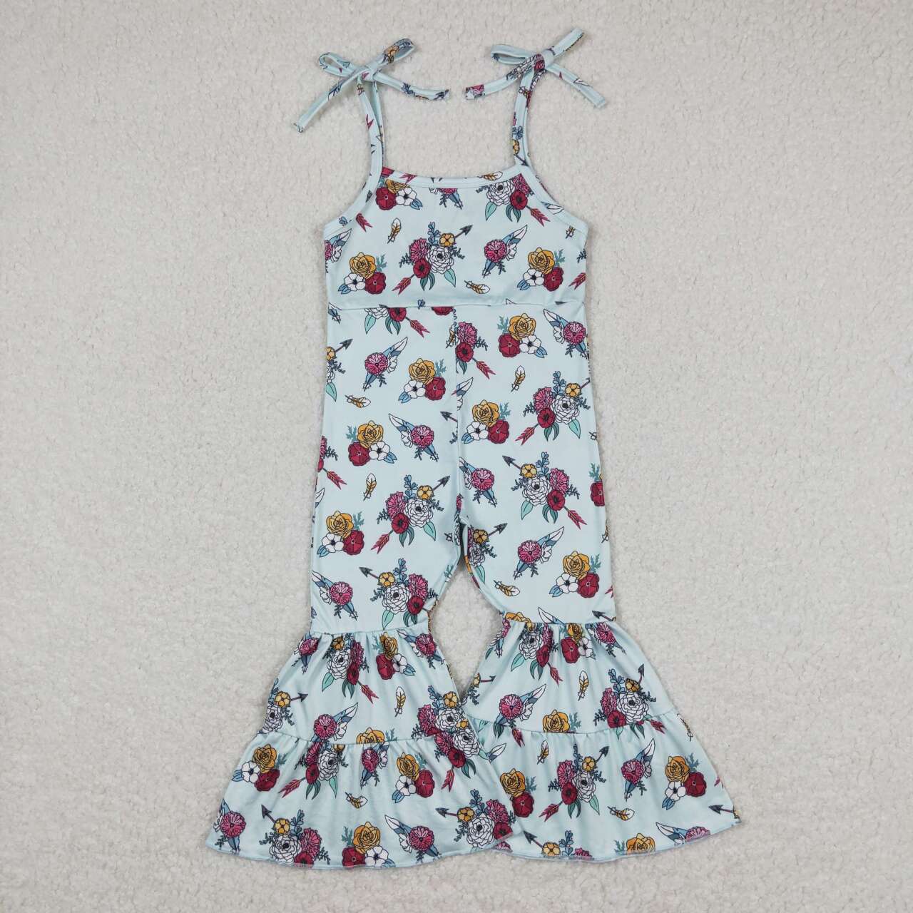 Sibling Baby Girls Strap Bell Bottom Jumpsuits