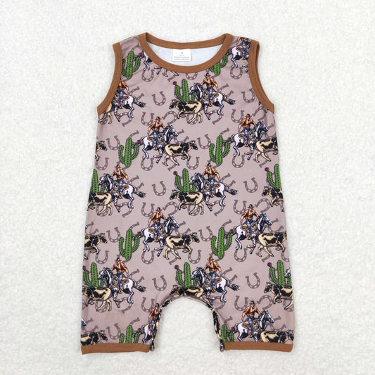 SR1101 baby boy clothes cactus horse sleeveless rompers