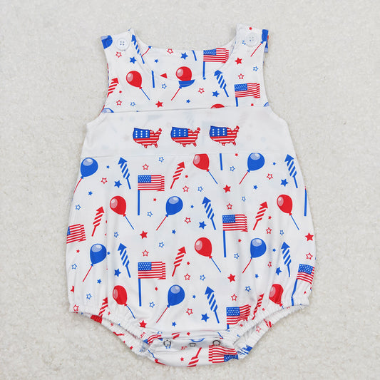 4th of july baby boys flags balloons summer rompers SR1105