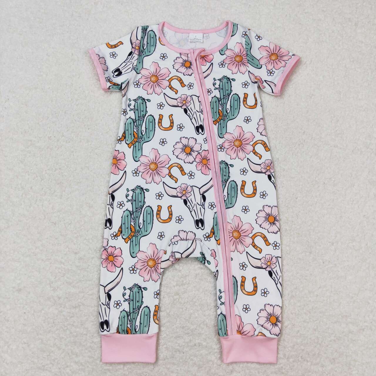 SR1109 baby girl clothes cowboy cactus toddler girl summer romper