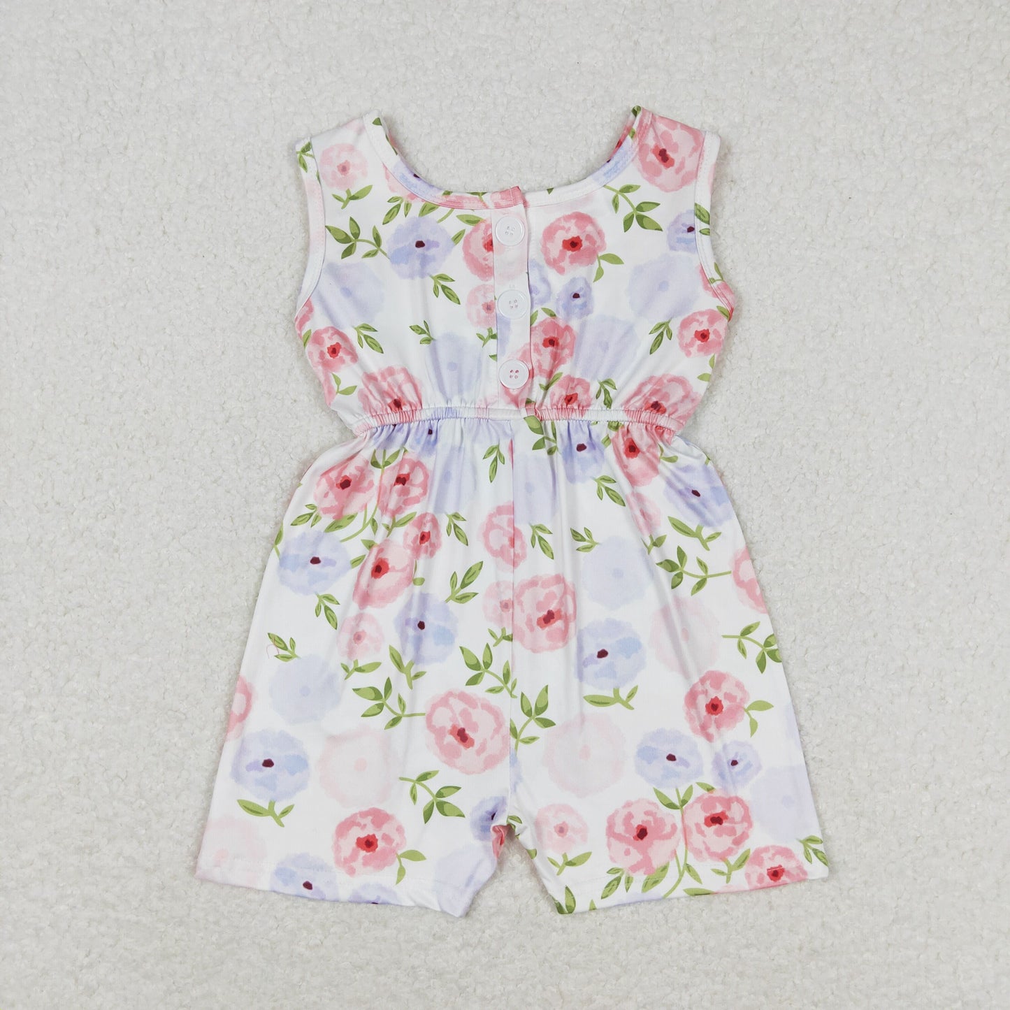 Sibling Baby Girls Sleeveless Flowers Bows Pockets Shorts Jumpsuits