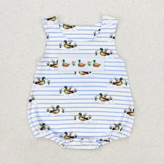 SR1583 baby boys clothes duck hunting stripes embroidery summer rompers