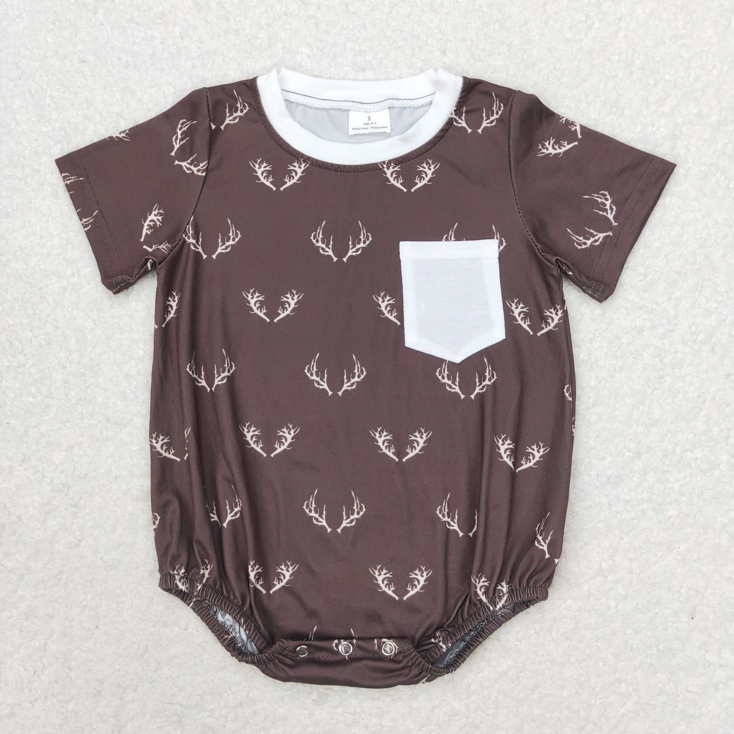 Sibling Baby Boys Short Sleeves Deer Dogs Ducks Turkey Camo Hunting Pocket Rompers