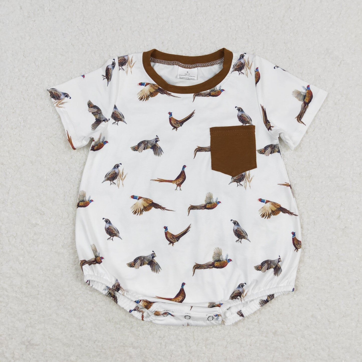 Sibling Baby Boys Short Sleeves Deer Dogs Ducks Turkey Camo Hunting Pocket Rompers