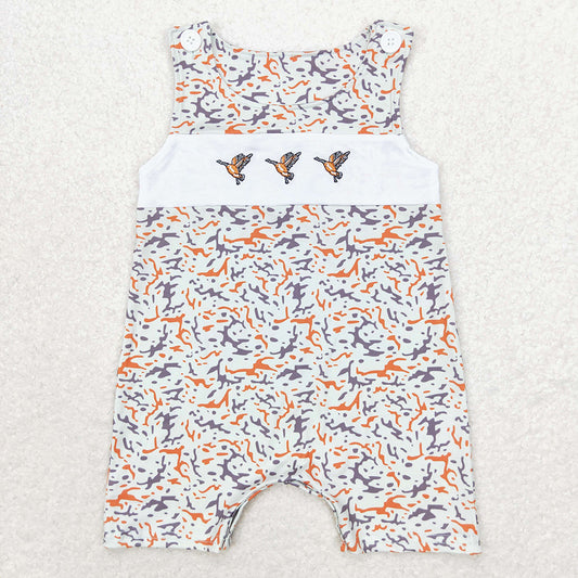 SR1743 baby boys clothes duck hunting leopard embroidery summer rompers