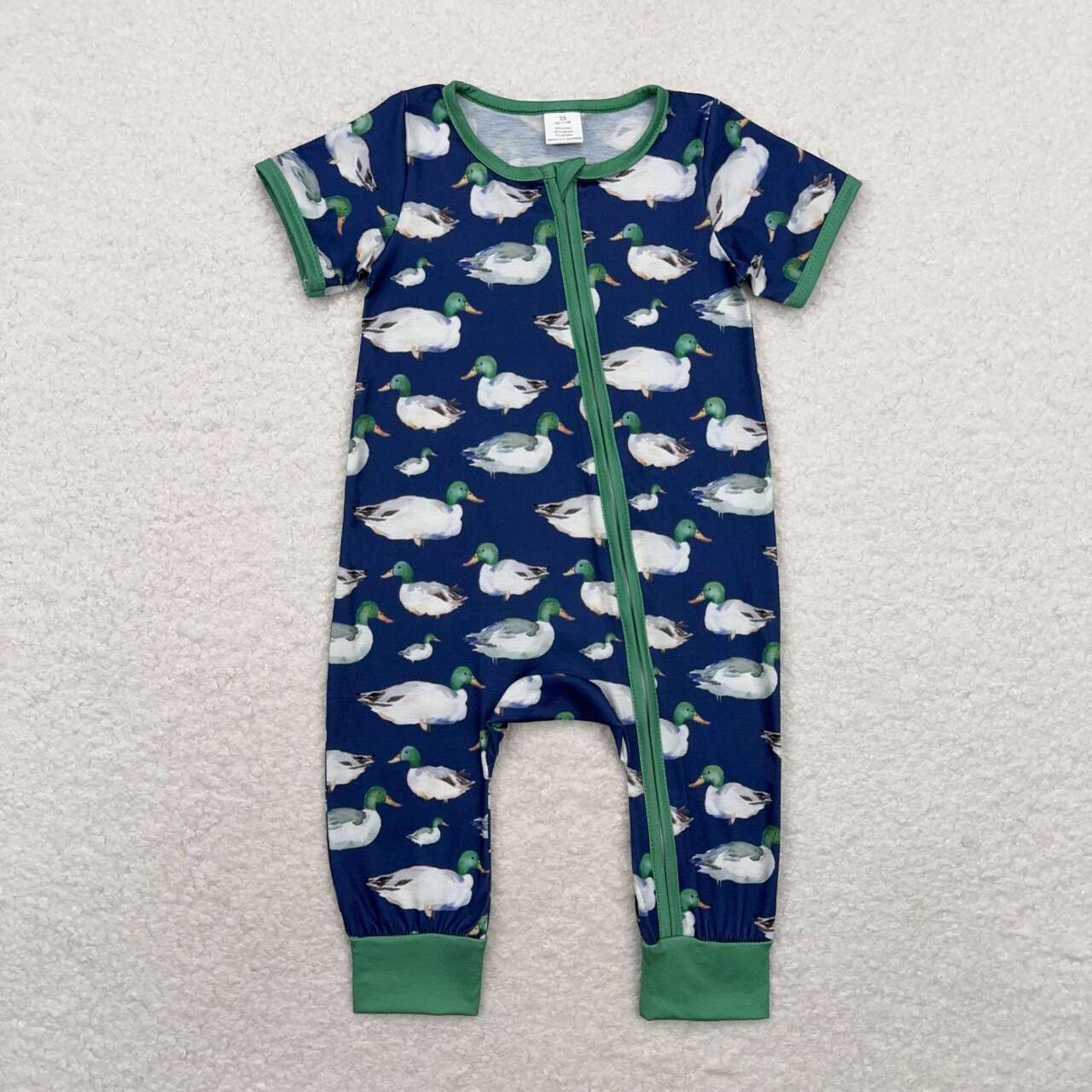 Sibling Baby Infant Boys Western Deer Camo Short Sleeves Bamboo Zipper Footie Rompers
