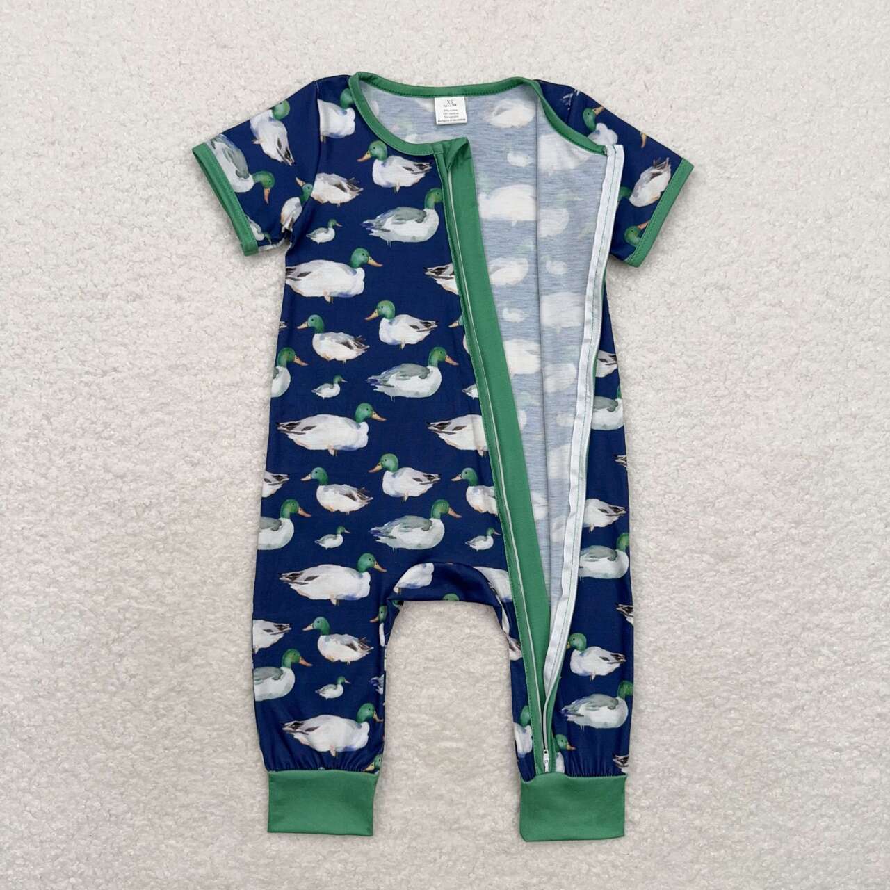 Sibling Baby Infant Boys Western Deer Camo Short Sleeves Bamboo Zipper Footie Rompers