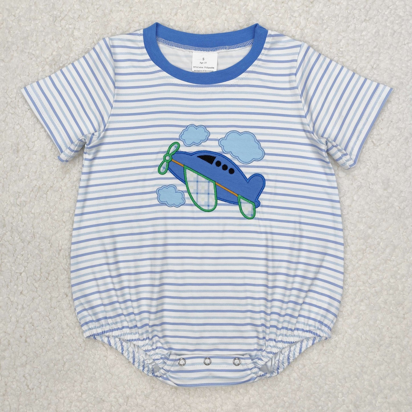 SR2244  baby boy clothes embroidery airplane boy summer bubble