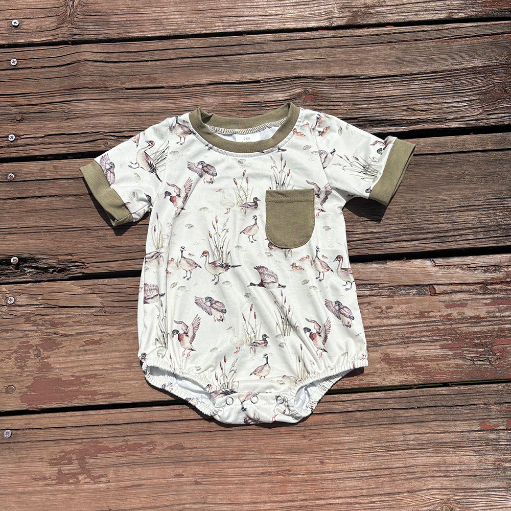 SR2413 baby boys Mallard Ducks Hunting Pocket rompers