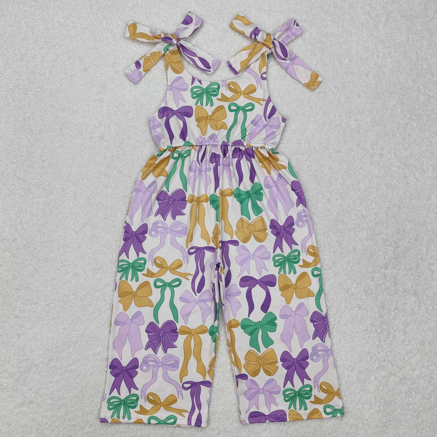 Sibling Baby Girls Mardigras Bows Ruffle Pants Clothes Set Jumpsuits Knee Length Dress Rompers