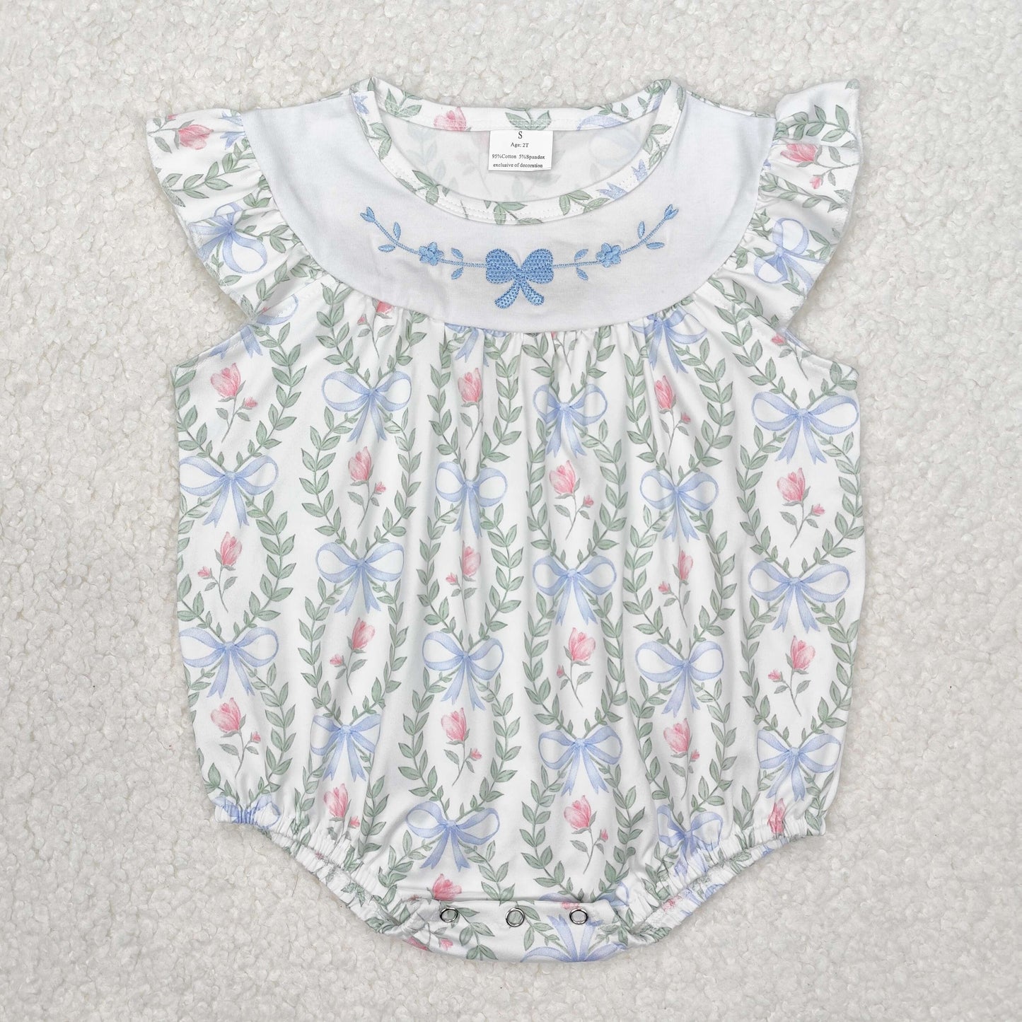 SR2543   baby girl clothes embroidery bows girl summer bubble