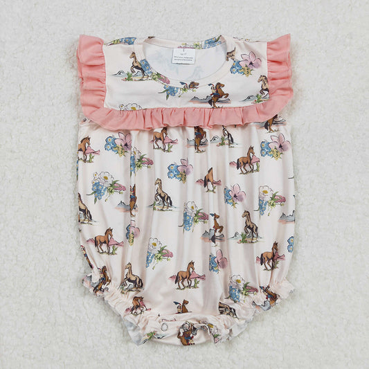 baby Girls western rodeo ruffles romper SR2690