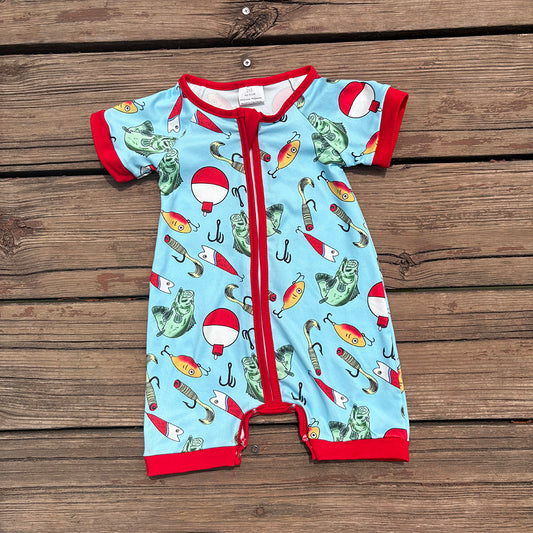 baby Boys fishing hunting zip romper SR2707