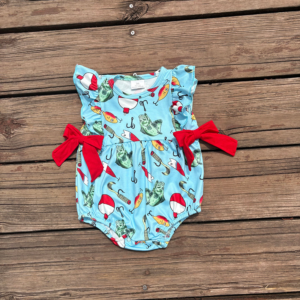 baby Girls fishing hunting bows  romper SR2708