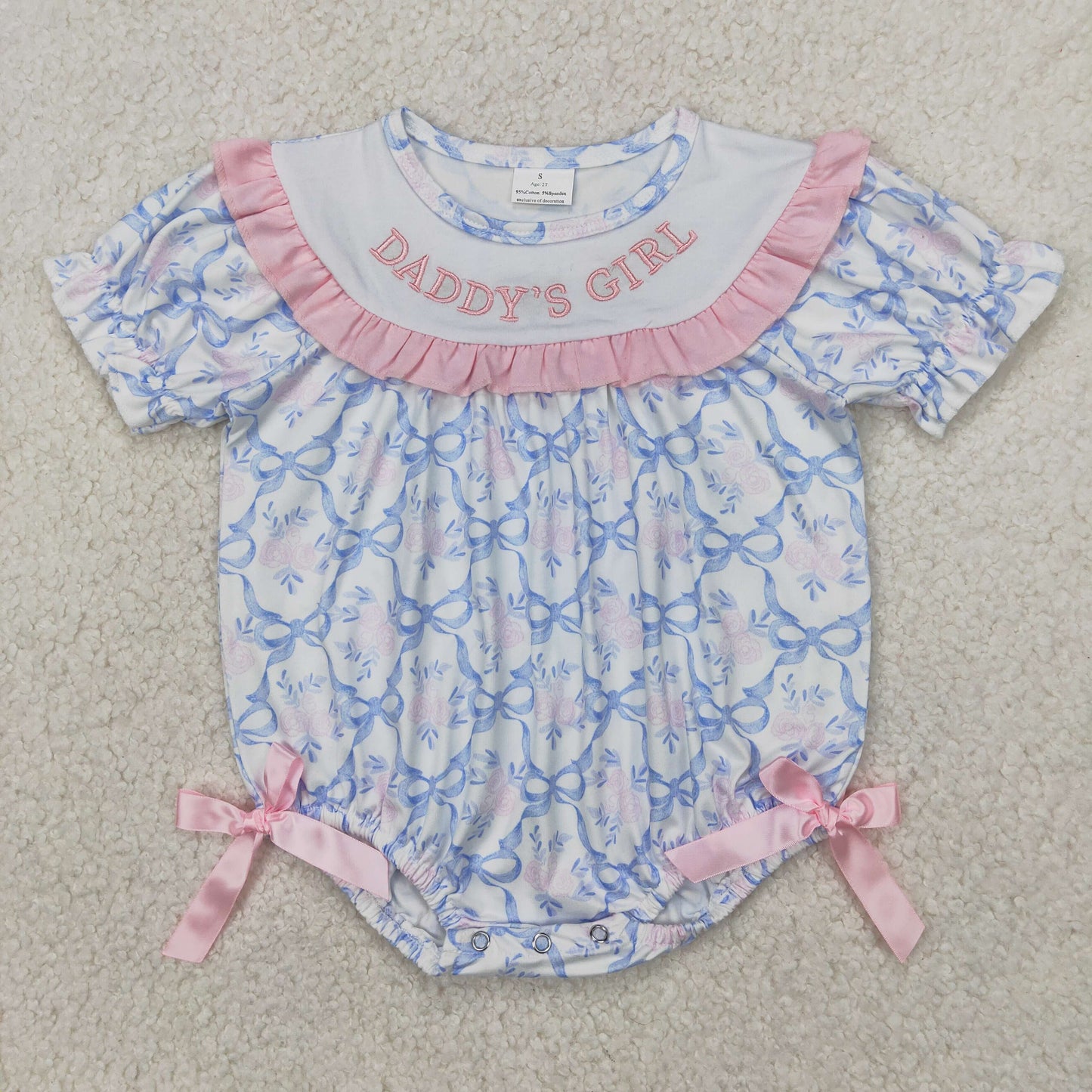 Sibling Baby Girls Embroidery DADDY'S GIRL Bows Floral Plaid Knee Length Dress Rompers