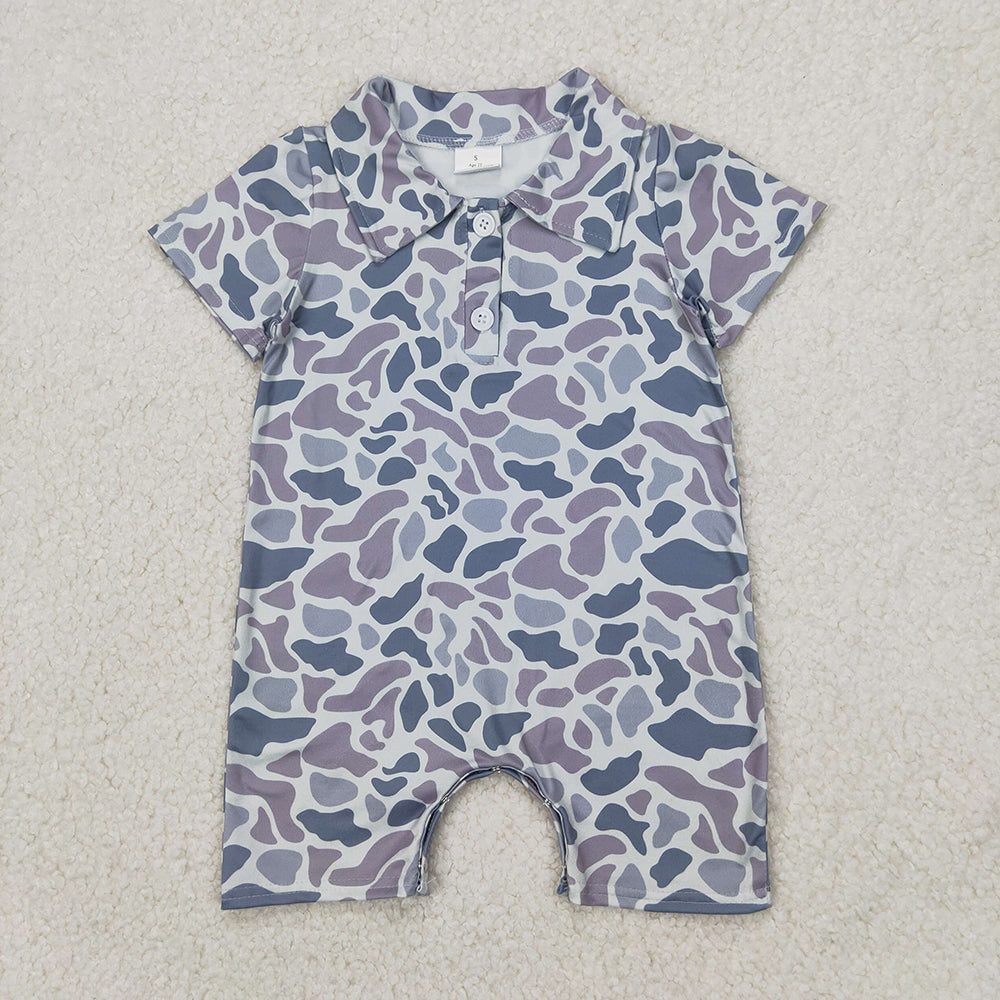 SR2973 baby boy clothes old school grey camouflage toddler summer bubble rompers