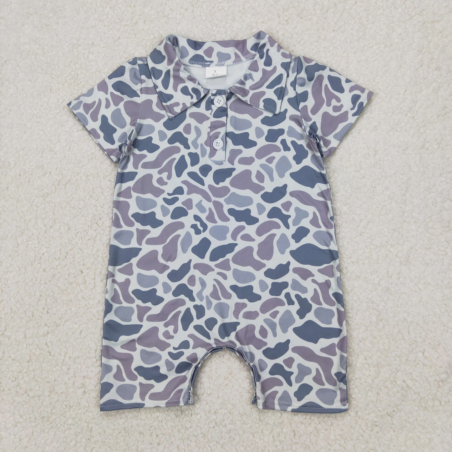 Sibling Baby Boys Girls Southern Light Grey Camo Romper Jumpsuits