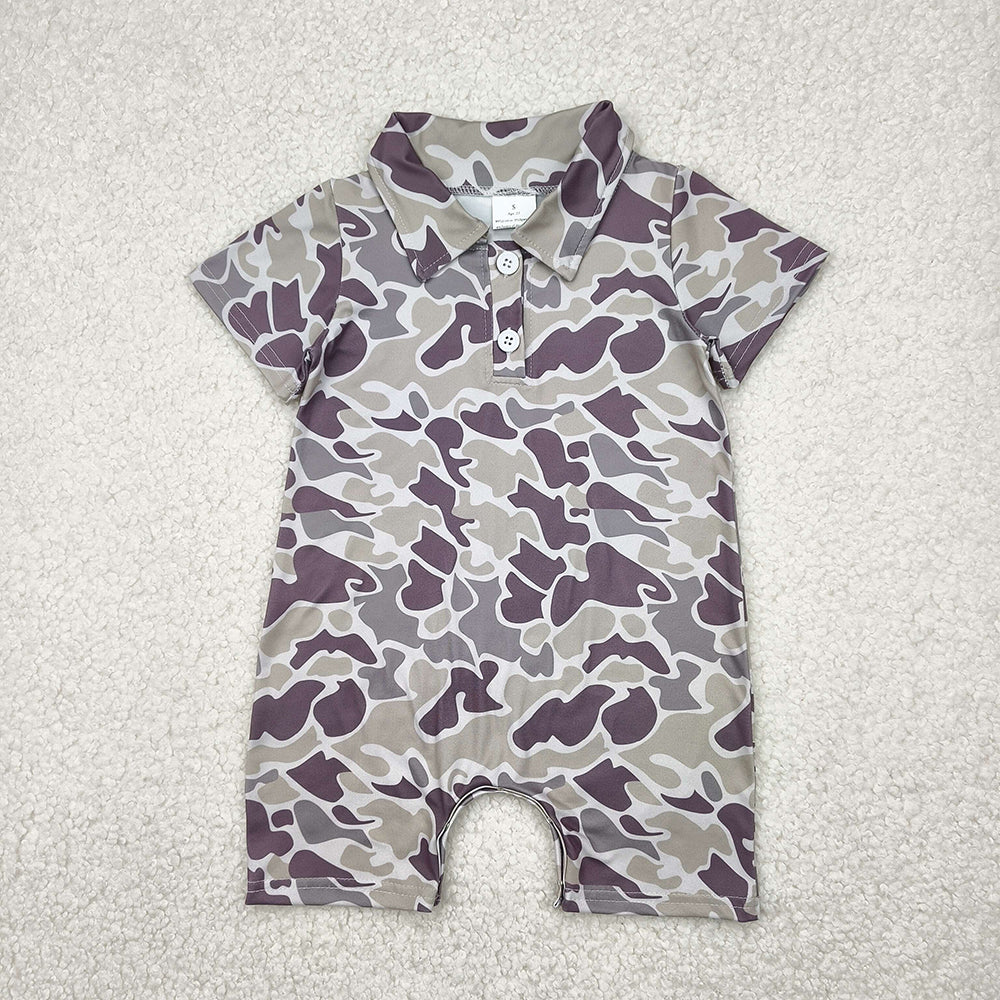SR2977 baby boy clothes grey camouflage toddler summer bubble rompers