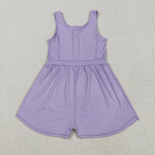 SR3020 toddler girl clothes Lavender athletic summer yoga jumpsuits