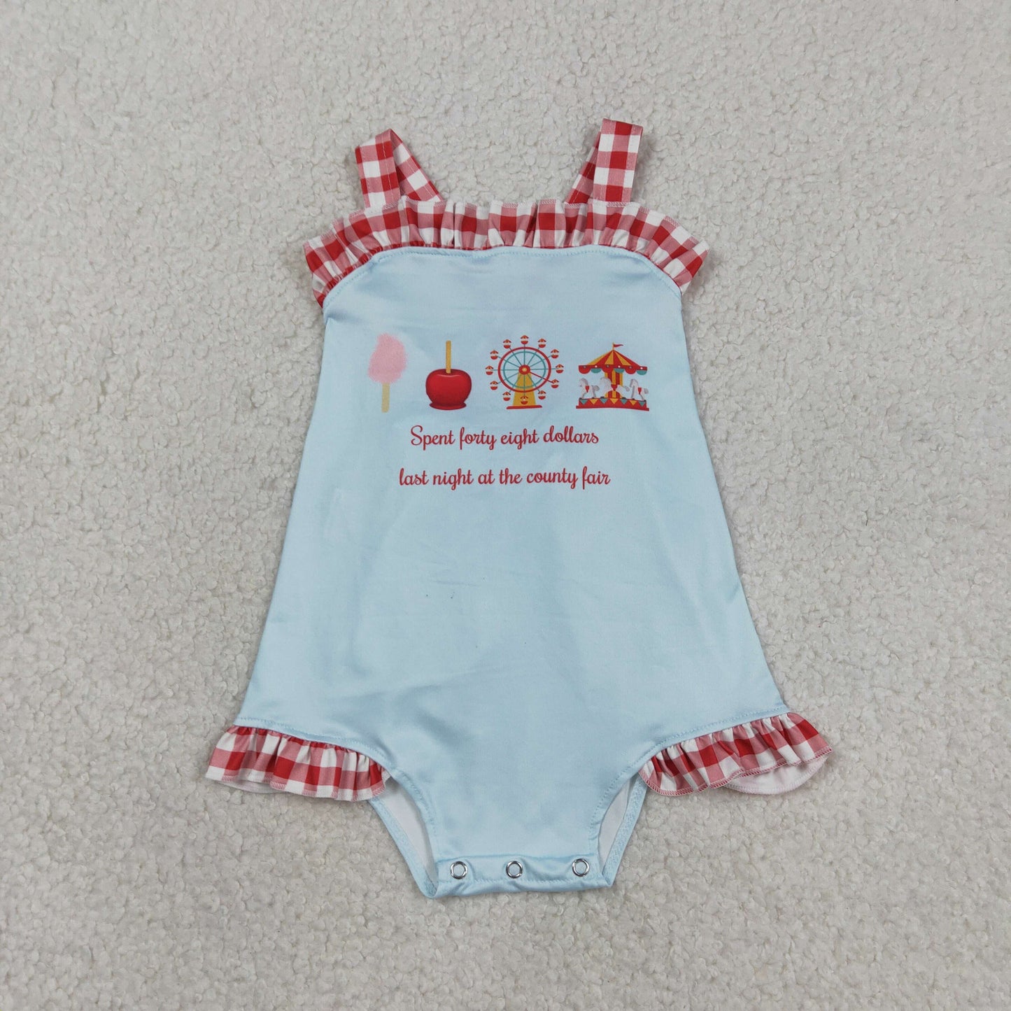 SR3055 Baby Girls Strap Park Back Bows Ruffle Rompers