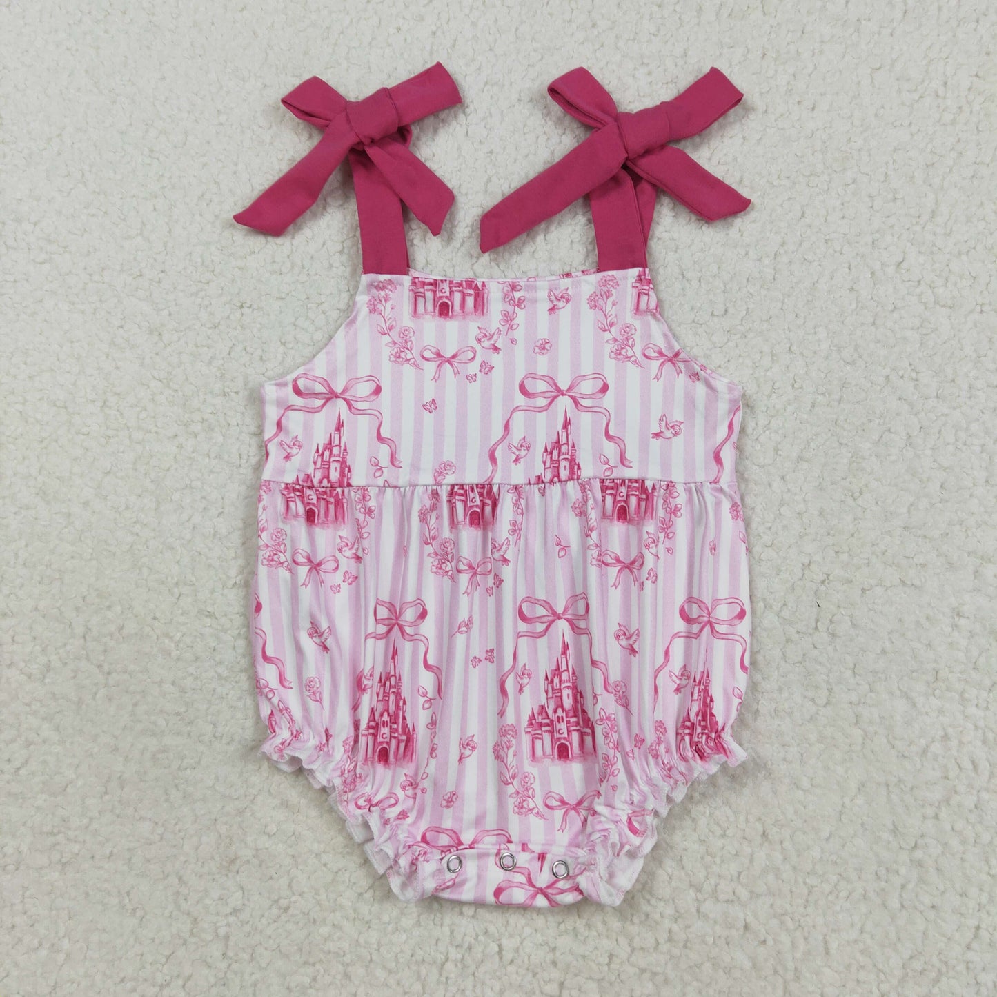 Sibling Castles Bows Checked Clothes Sets Knee Length Dress Rompers