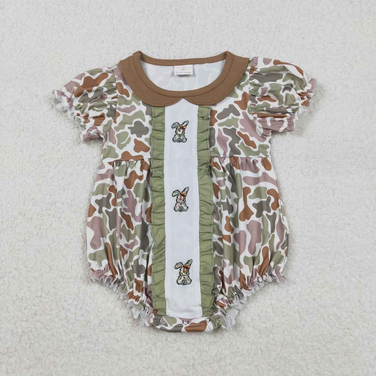 Sibling Baby Boys Girls Embroidery Camo Rabbits Shorts Pants Easter Clothes Sets Rompers