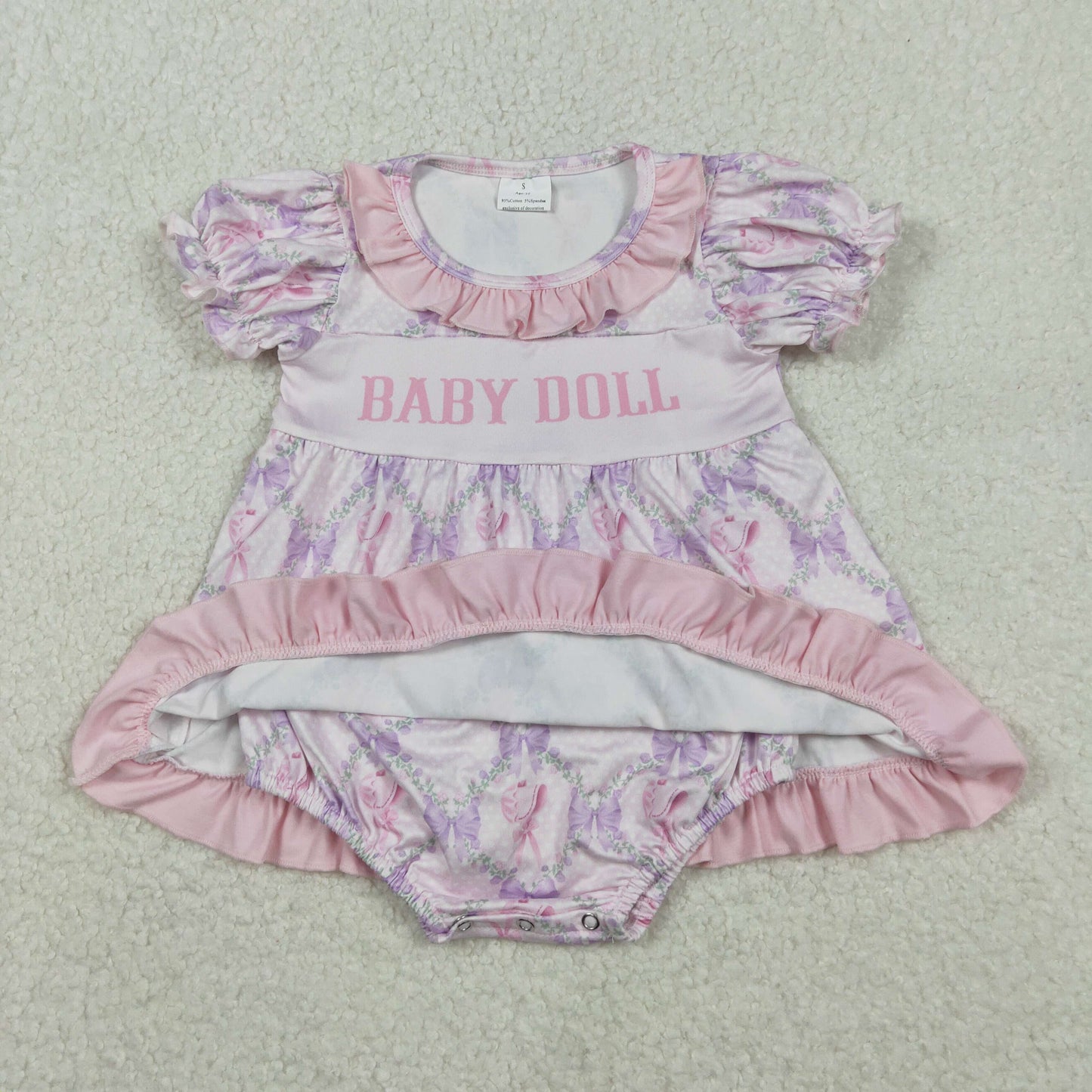 Sibling Baby Girls Baby Doll Flowers Bows Checked Collar Tunic Ruffle Rompers