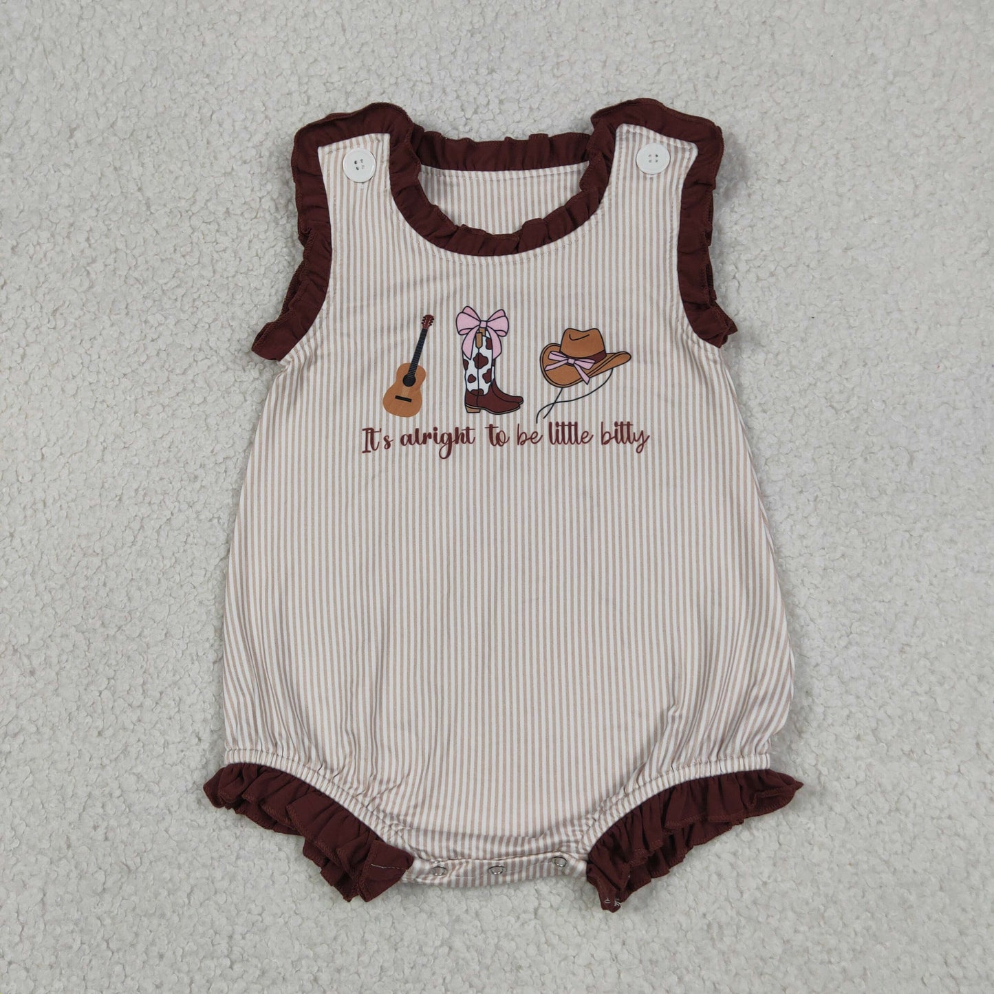 Sibling Baby Kids It's Alright to Be Little Bitty Stripe Top Short Western Clothes Set Rompers