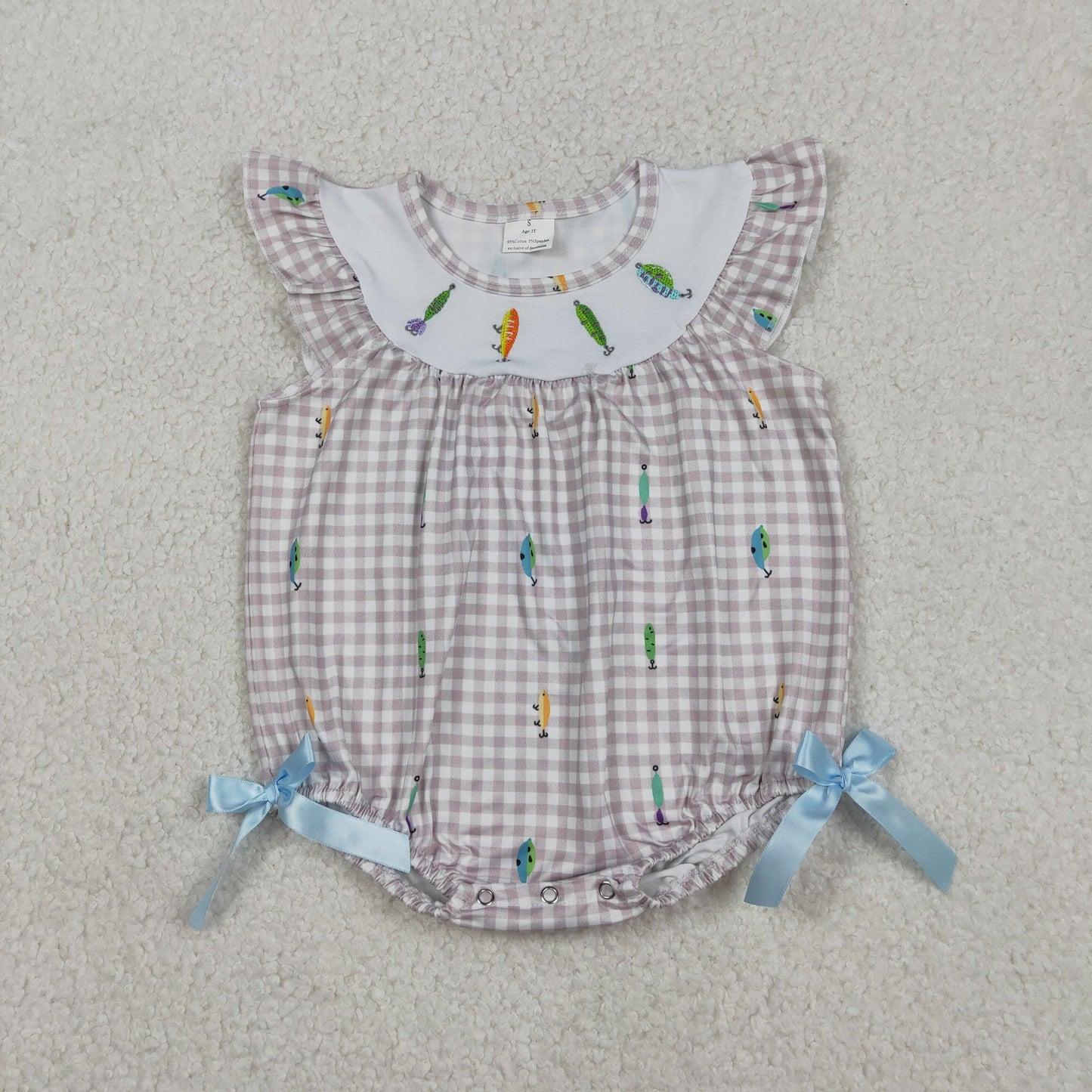 Sibling Baby Kids Embroidery Fishing Pockets Shorts Hunting Clothes Set Ruffle Rompers