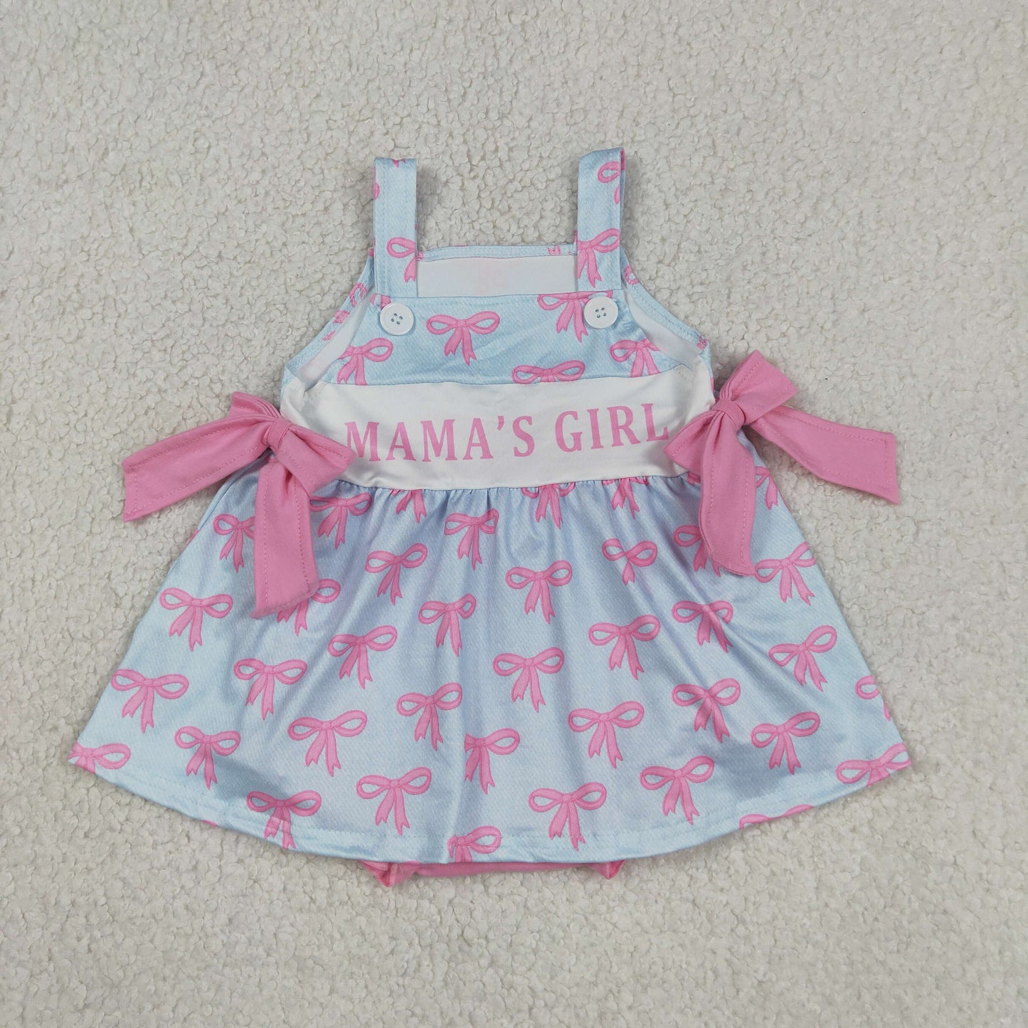 Sibling Mama's Girls Strap Bows Ruffle Knee Length Dress Bummies Tunic Rompers