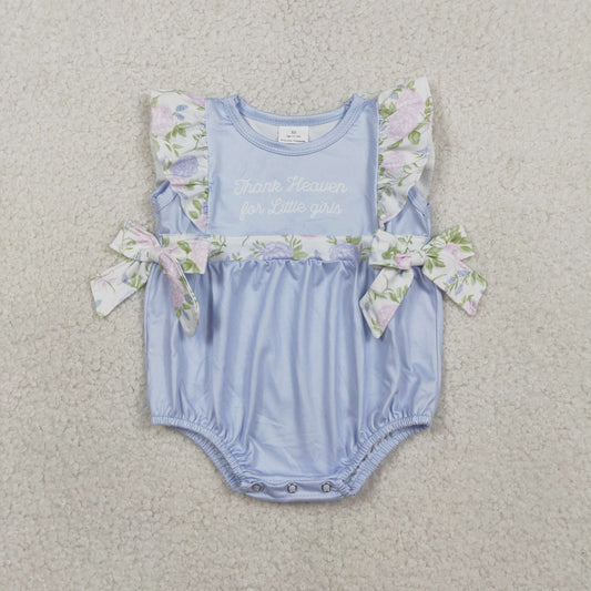 SR3506 Thank Heaven For Little Girls Flutter Sleeve Flowers Ruffle Romper