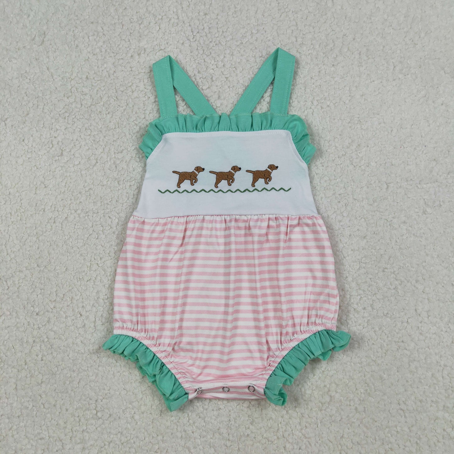Sibling Baby Boys Girls Embroidery Dogs Shorts Clothes Set Rompers