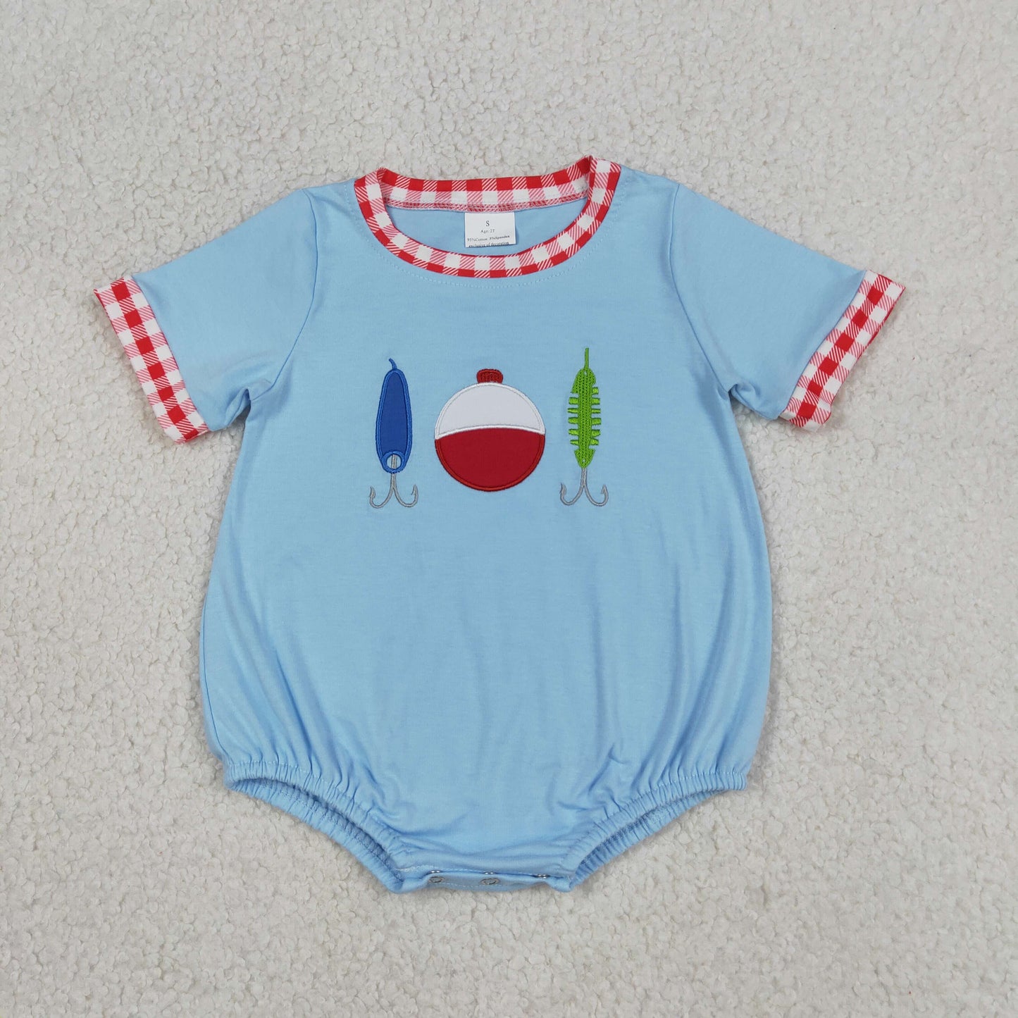 Sibling Baby Boys Embroidery Fishing Top Pockets Short Hunting Set Rompers